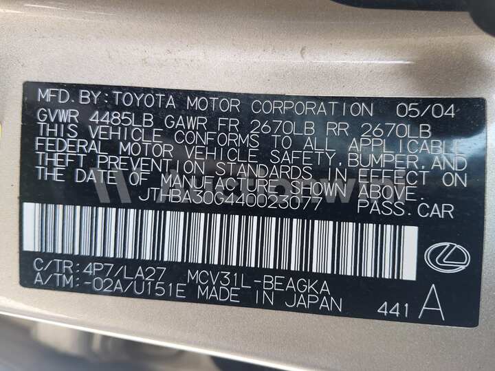 Lexus ES 2004 — 34