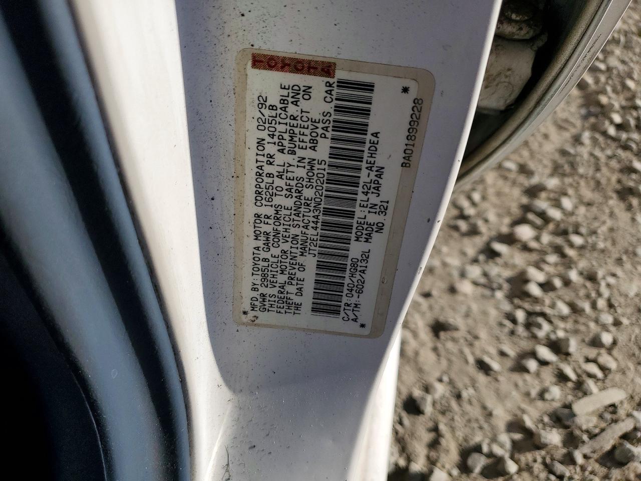 TOYOTA TERCEL 1992 — 13