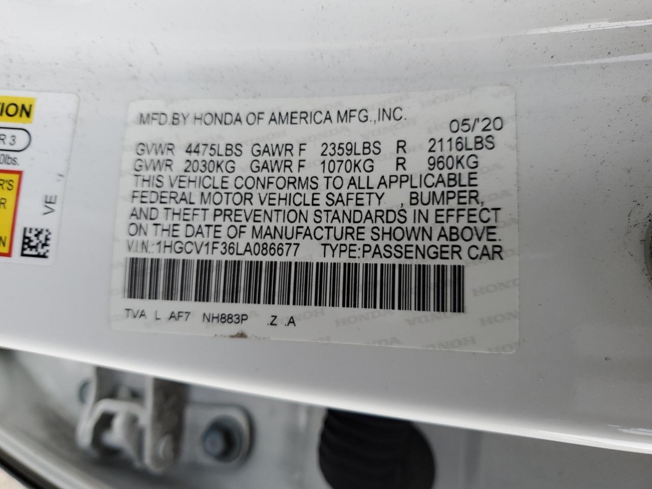 HONDA ACCORD 2020 — 13