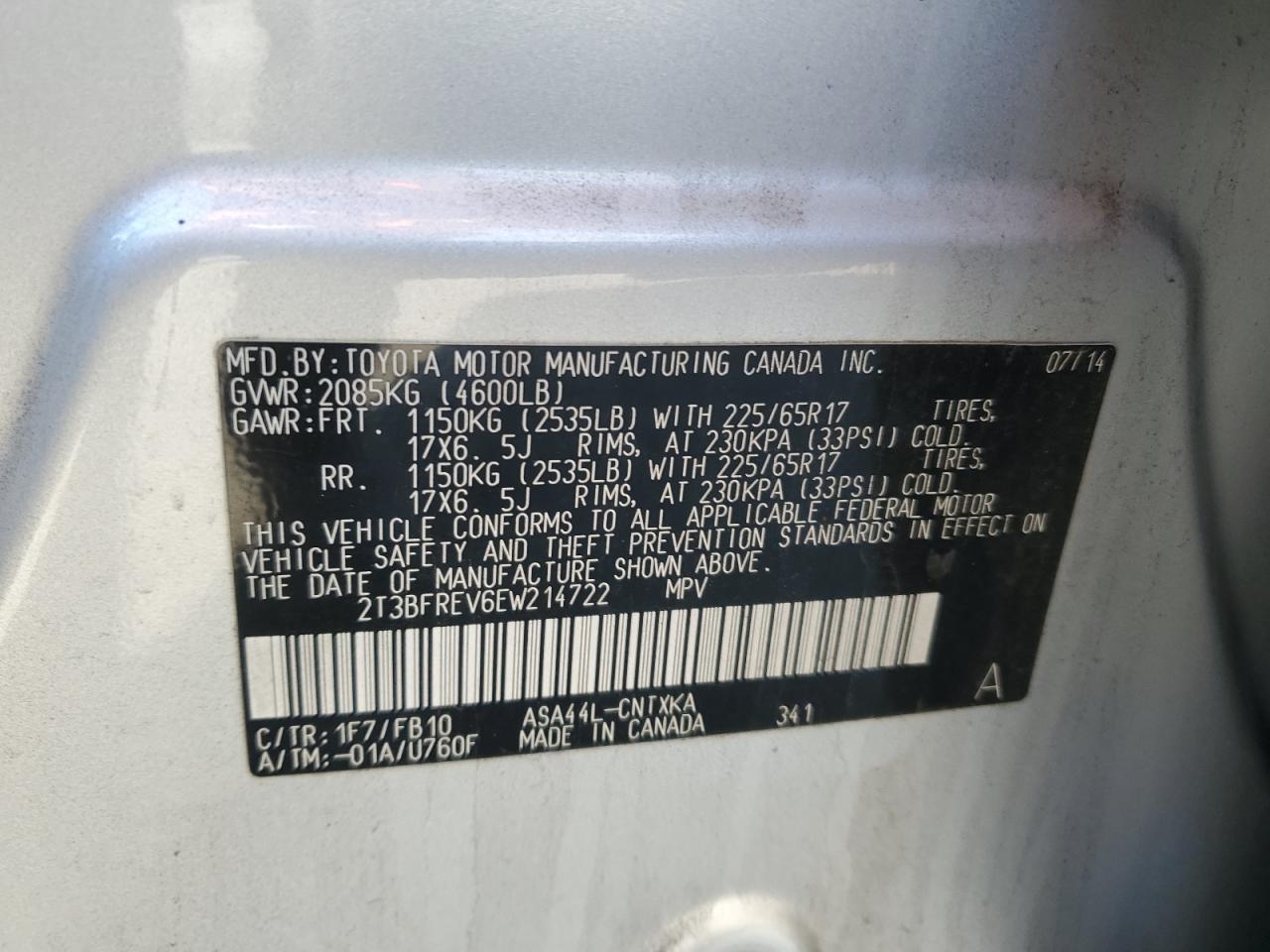 TOYOTA RAV4 2014 — 15