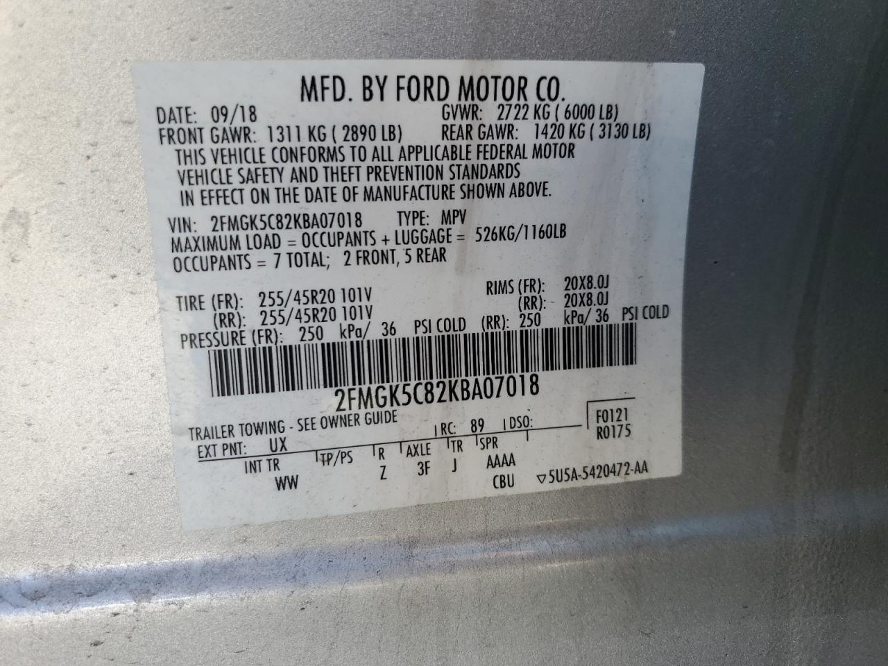 FORD FLEX 2019 — 14