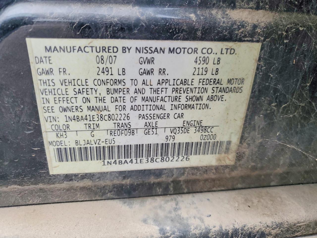 NISSAN MAXIMA 2008 — 13