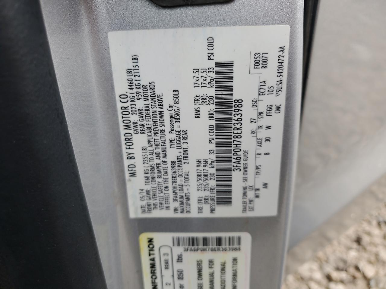 FORD FUSION 2014 — 14