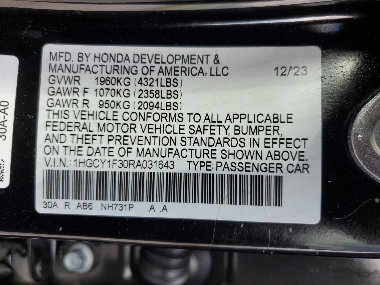 HONDA ACCORD 2024 — 14