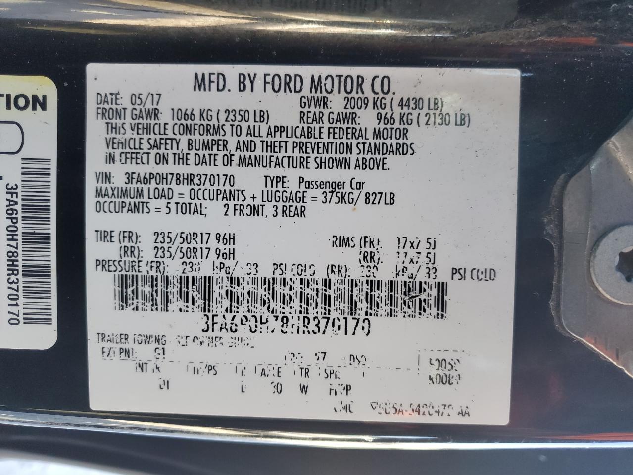 FORD FUSION 2017 — 13