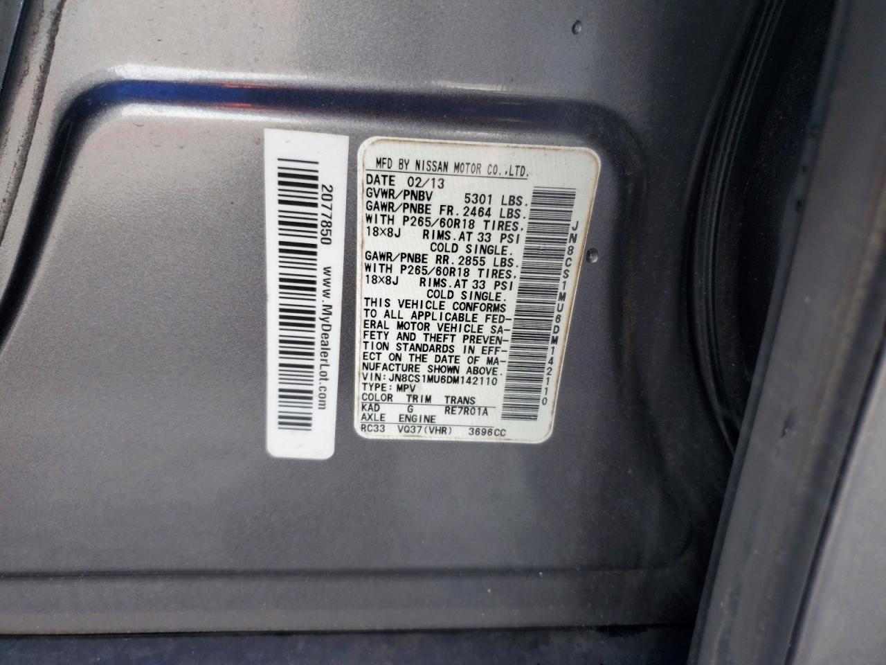 INFINITI FX37 2013 — 15