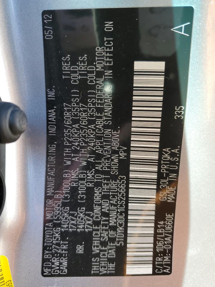 TOYOTA SIENNA 2012 — 15