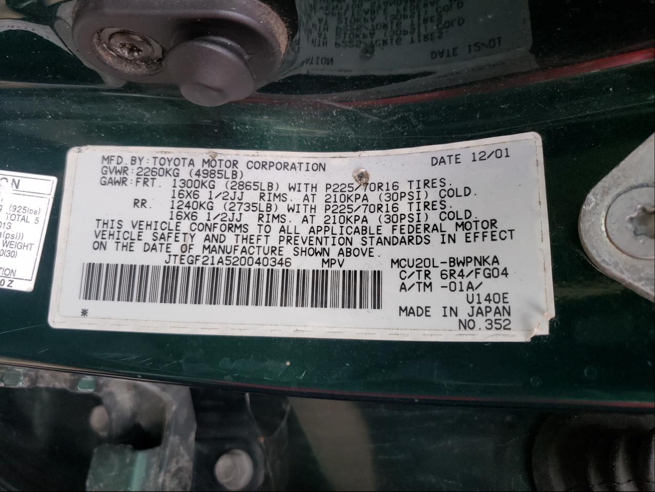TOYOTA HIGHLANDER 2002 — 11