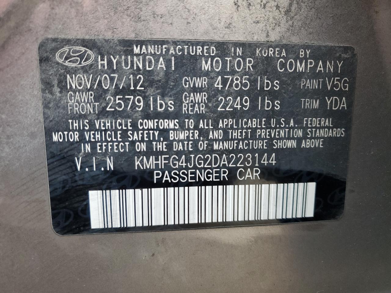 HYUNDAI AZERA 2013 — 13