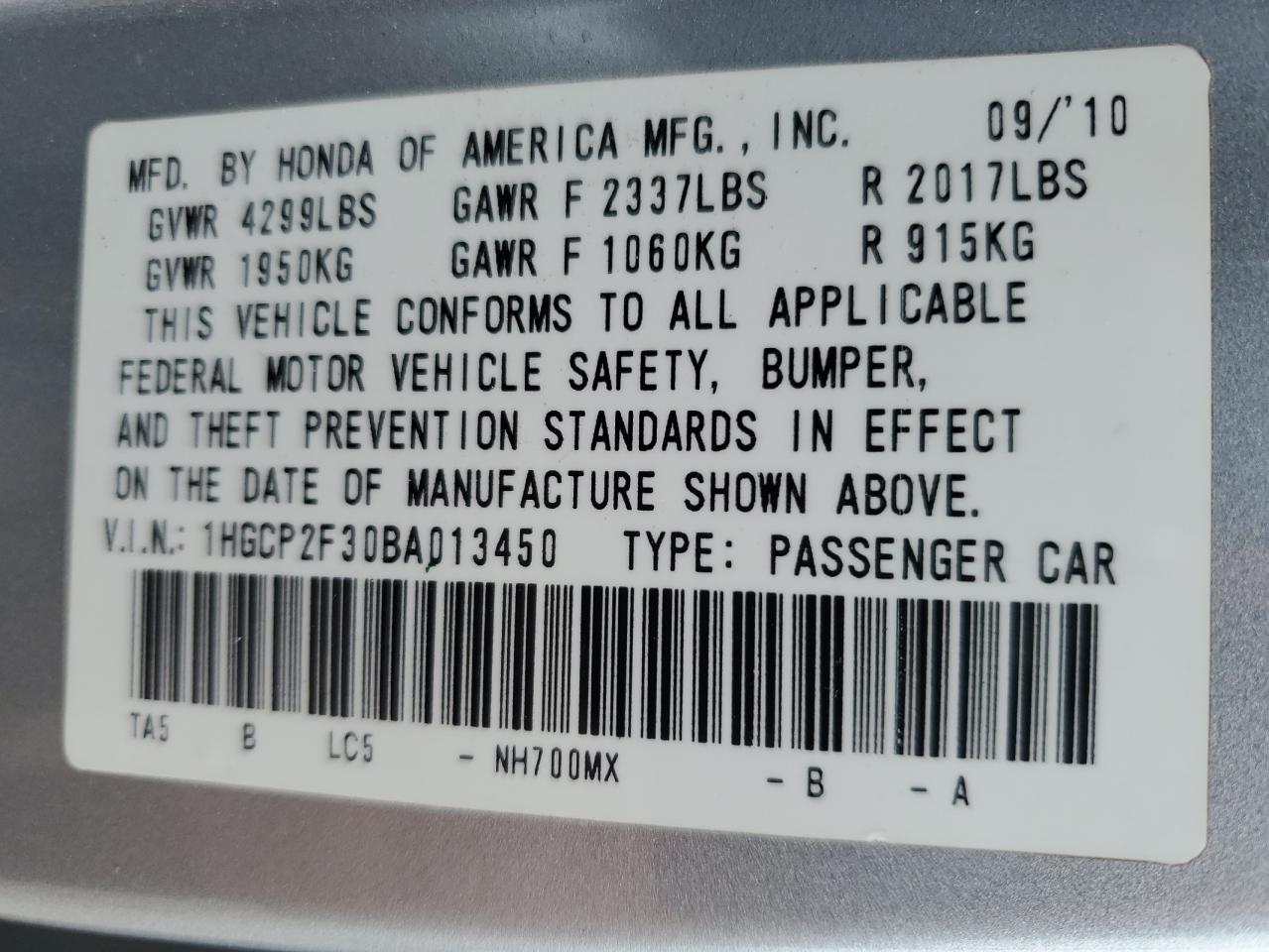 HONDA ACCORD 2011 — 13
