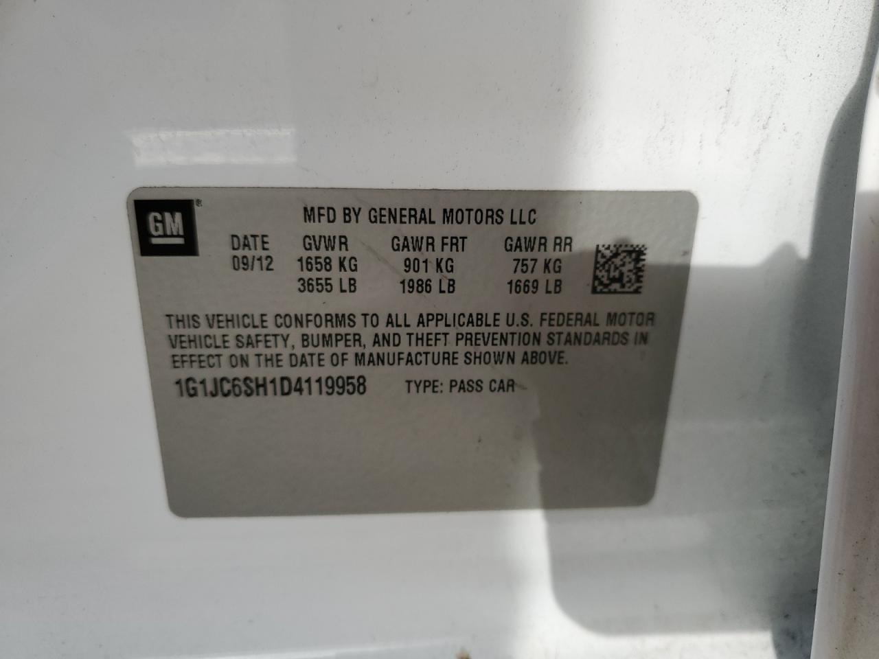 CHEVROLET SONIC 2013 — 14