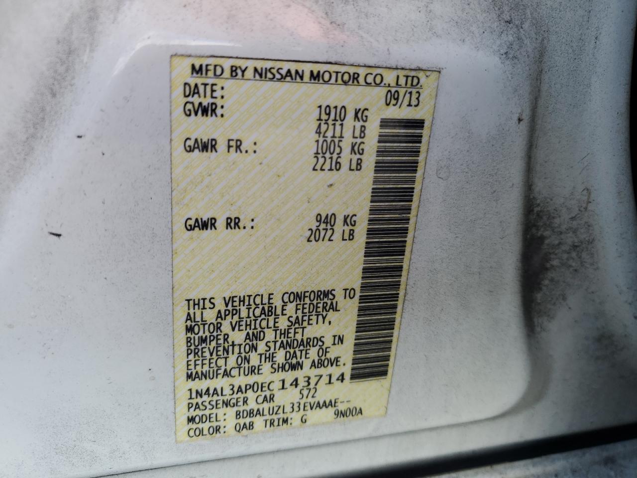 NISSAN ALTIMA 2014 — 13