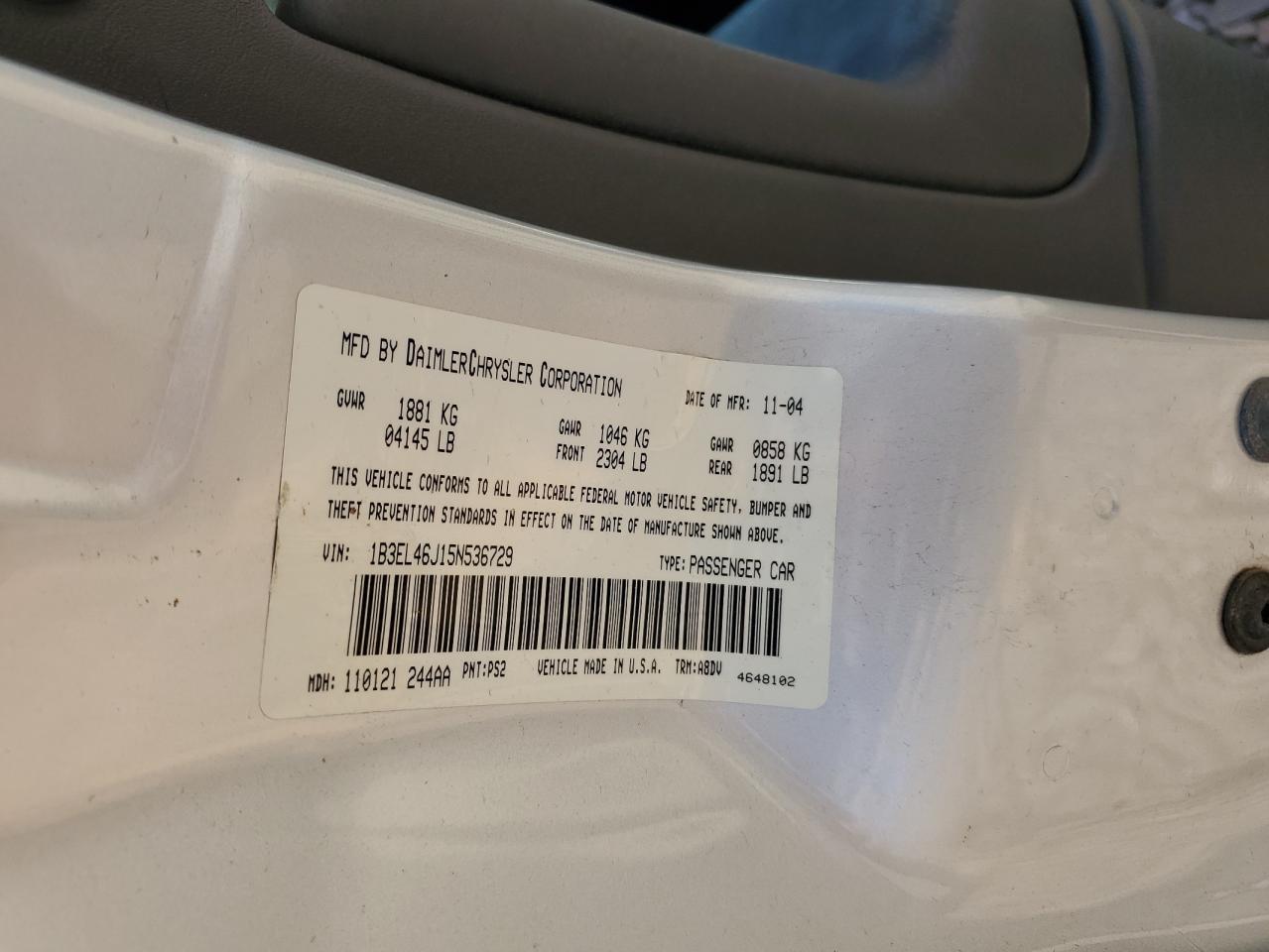DODGE STRATUS SX 2005 — 13