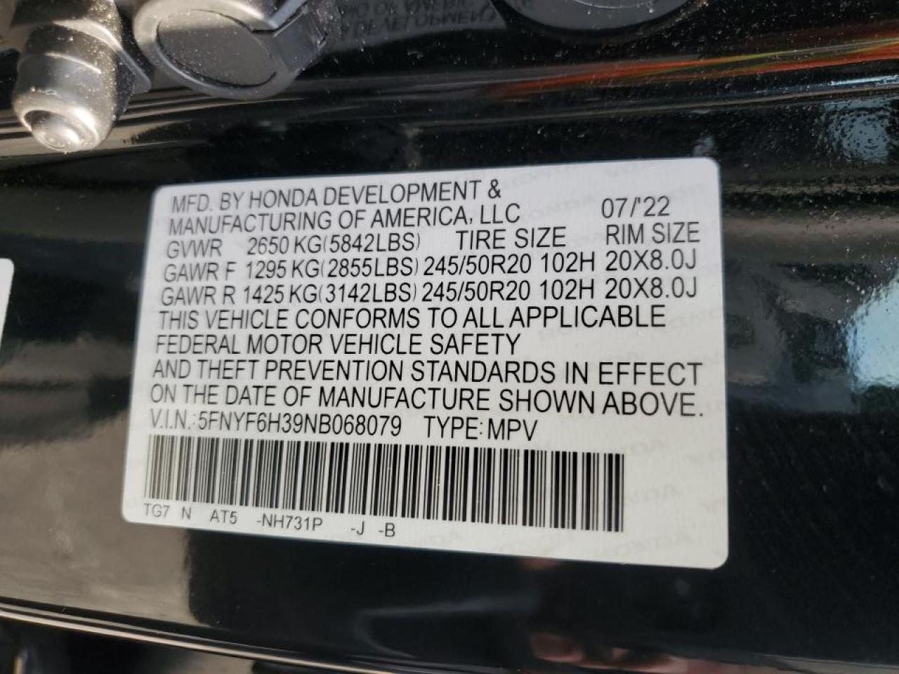 HONDA PILOT 2022 — 14