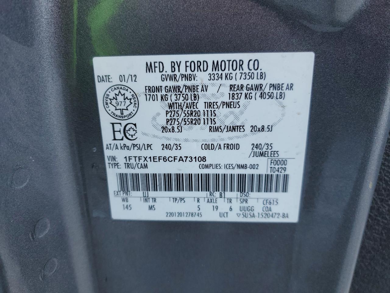 FORD F150 2012 — 13