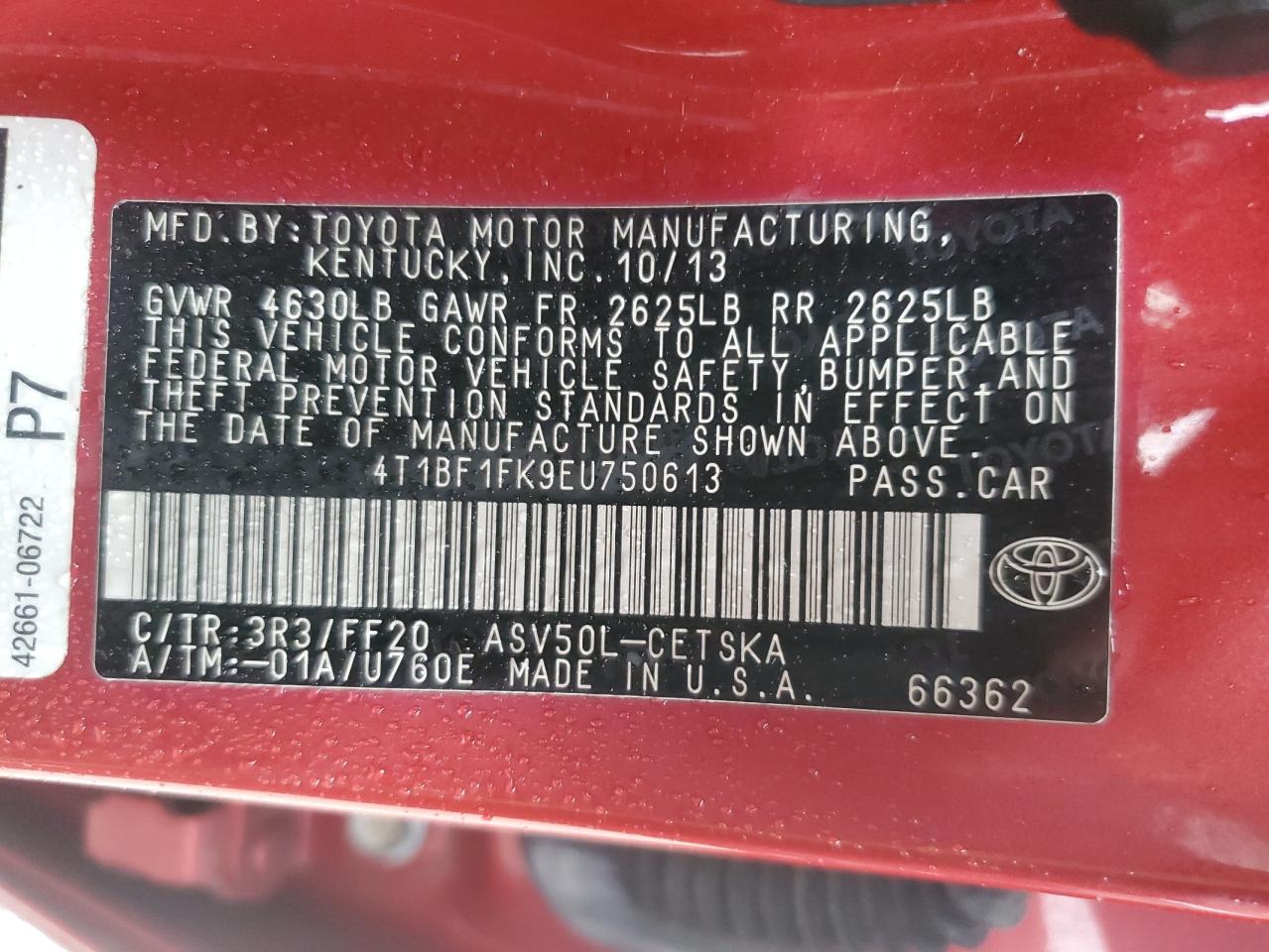 TOYOTA CAMRY 2014 — 15