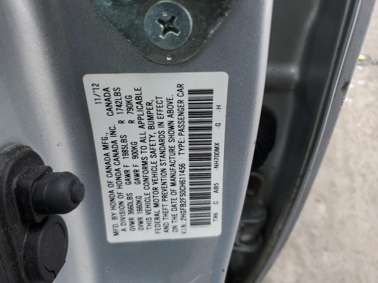 HONDA CIVIC 2012 — 13