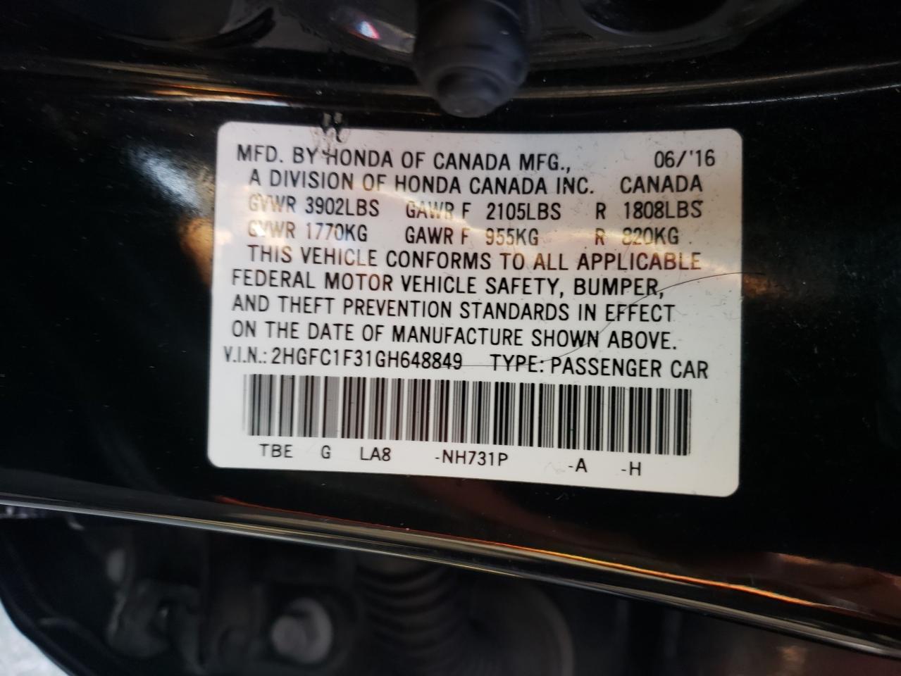 HONDA CIVIC 2016 — 13