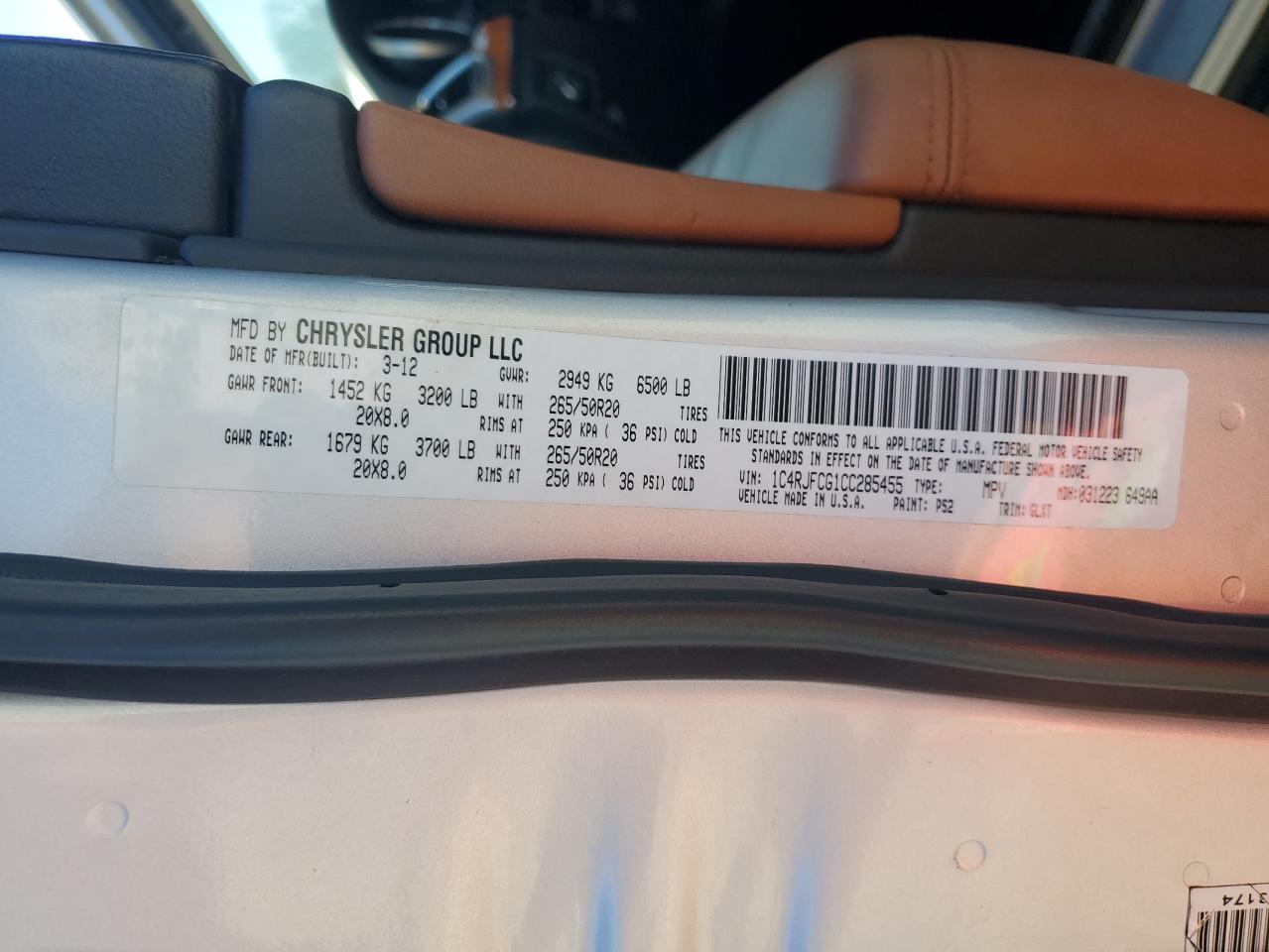 JEEP GRAND CHEROKEE 2012 — 15