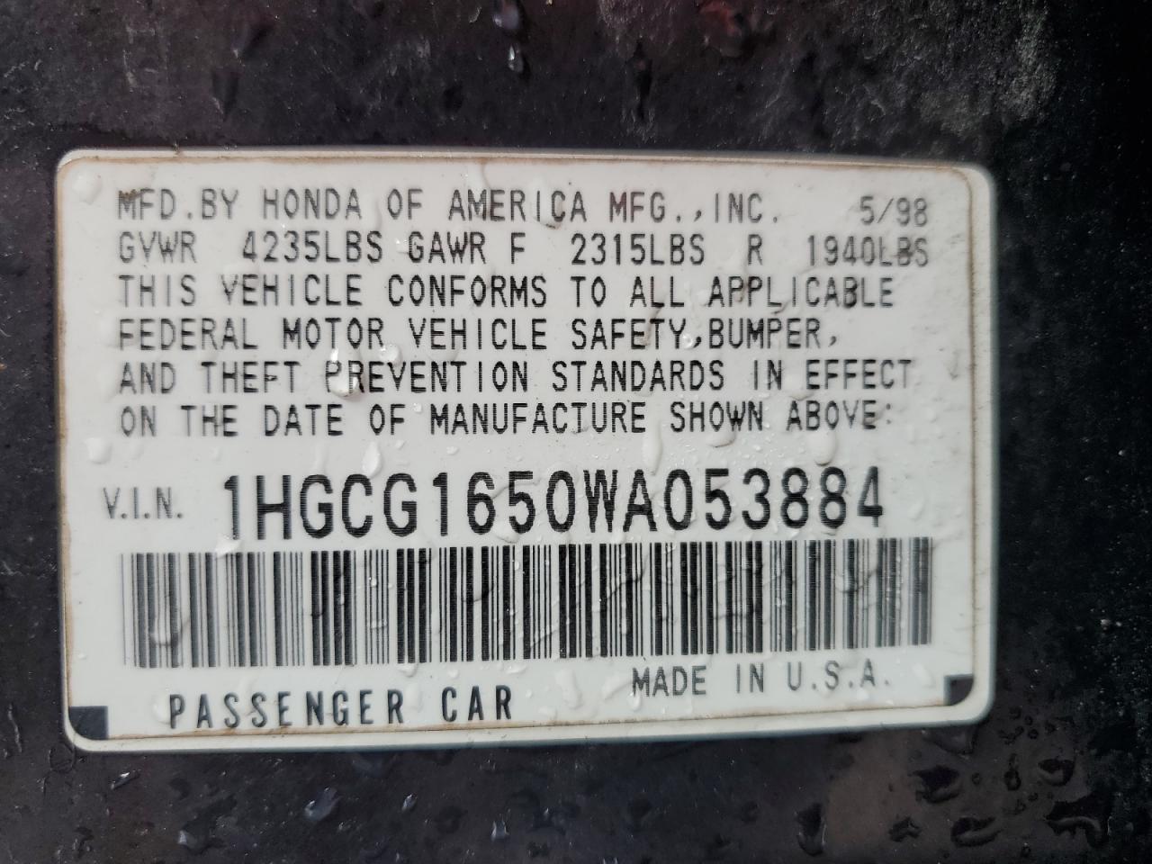 HONDA ACCORD 1998 — 13