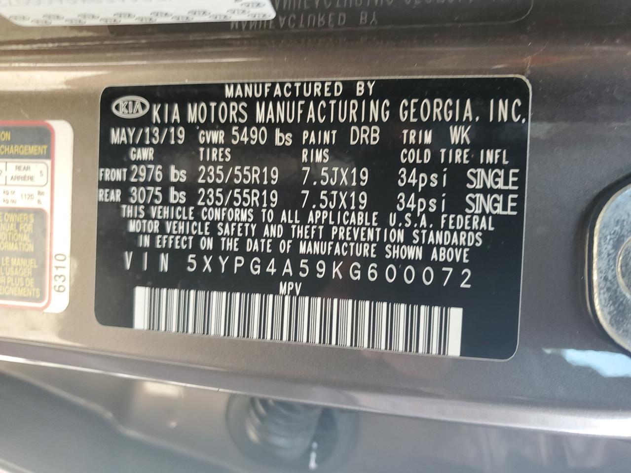 KIA SORENTO 2019 — 15
