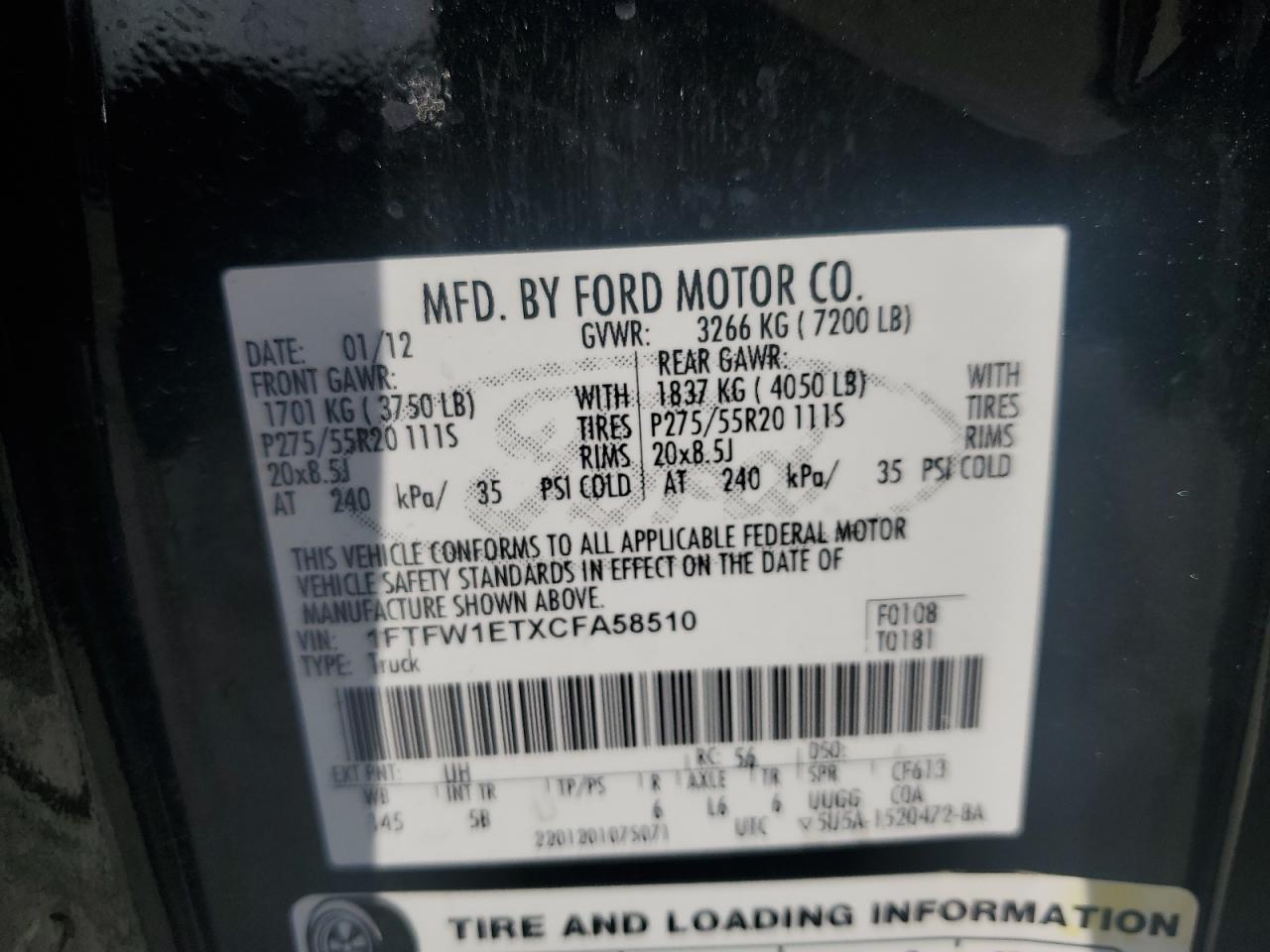 FORD F150 2012 — 13