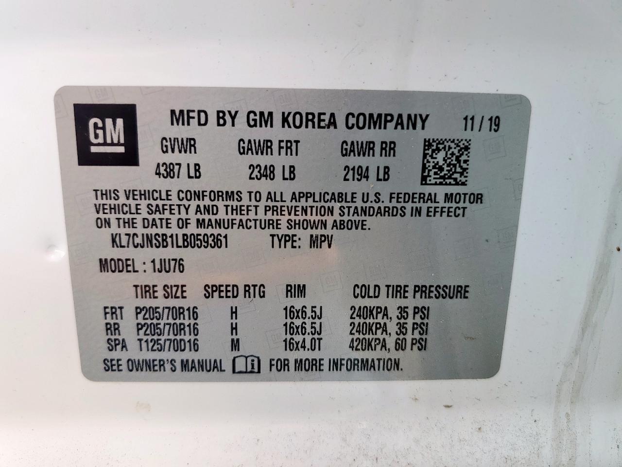 CHEV TRAX LS 2020 — 14