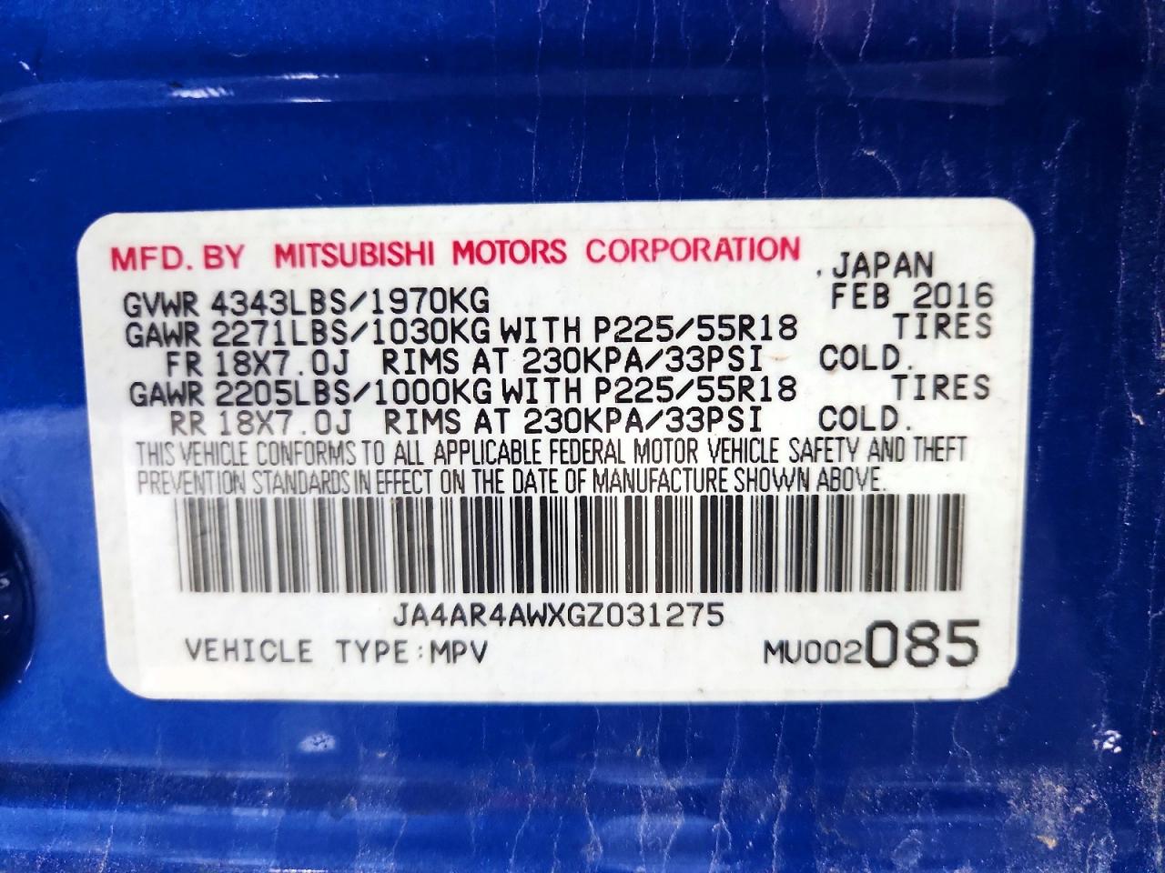 MITSUBISHI OUTLANDER SPORT 2016 — 13