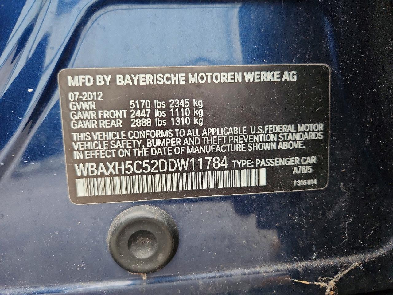 BMW 5 SERIES 2013 — 14