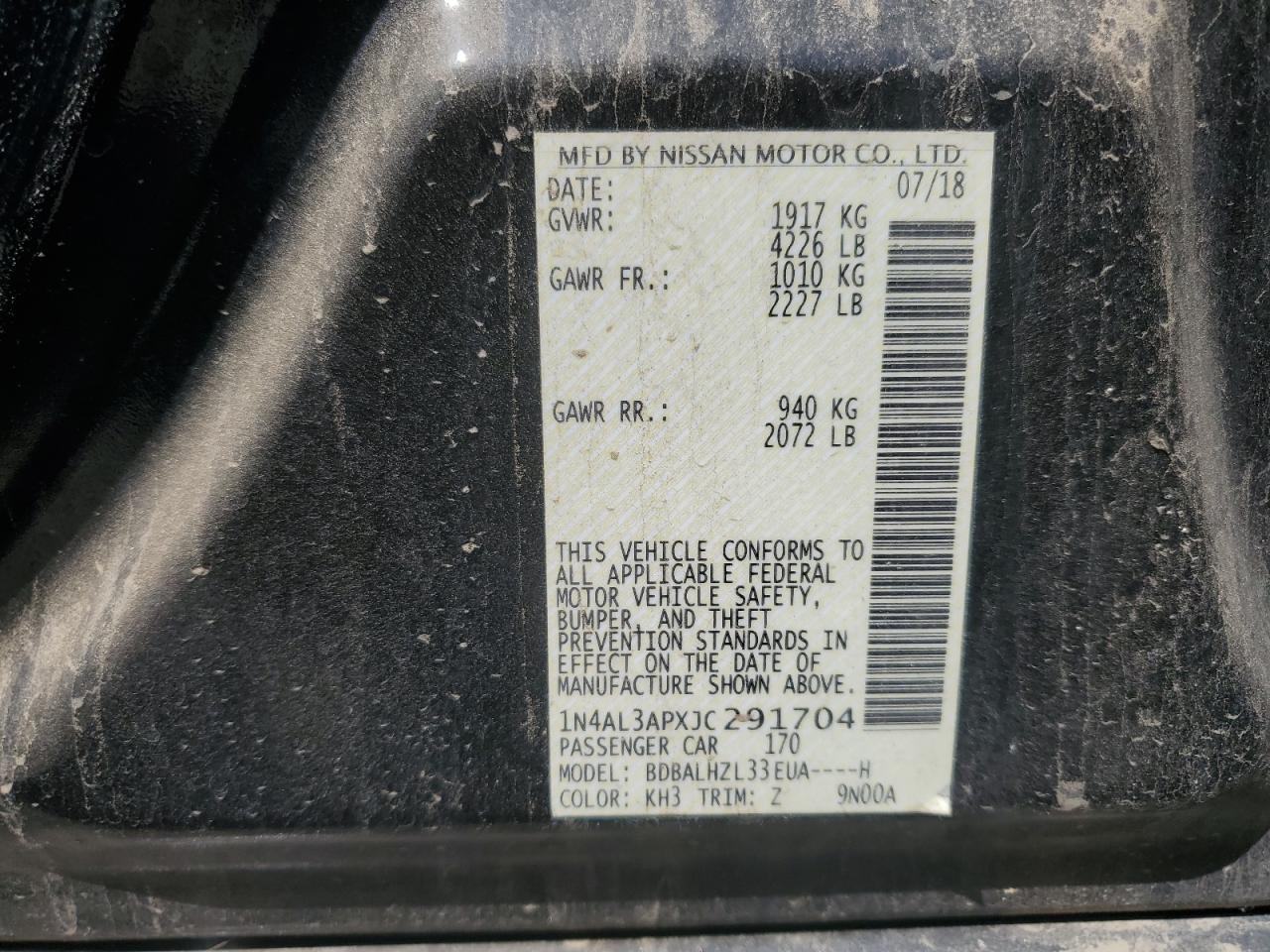 NISSAN ALTIMA 2018 — 13