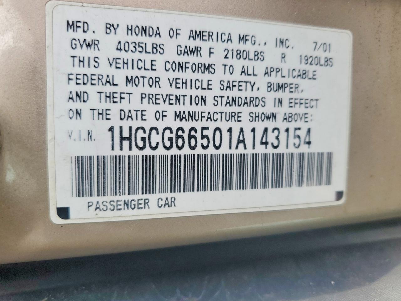 HONDA ACCORD 2001 — 13