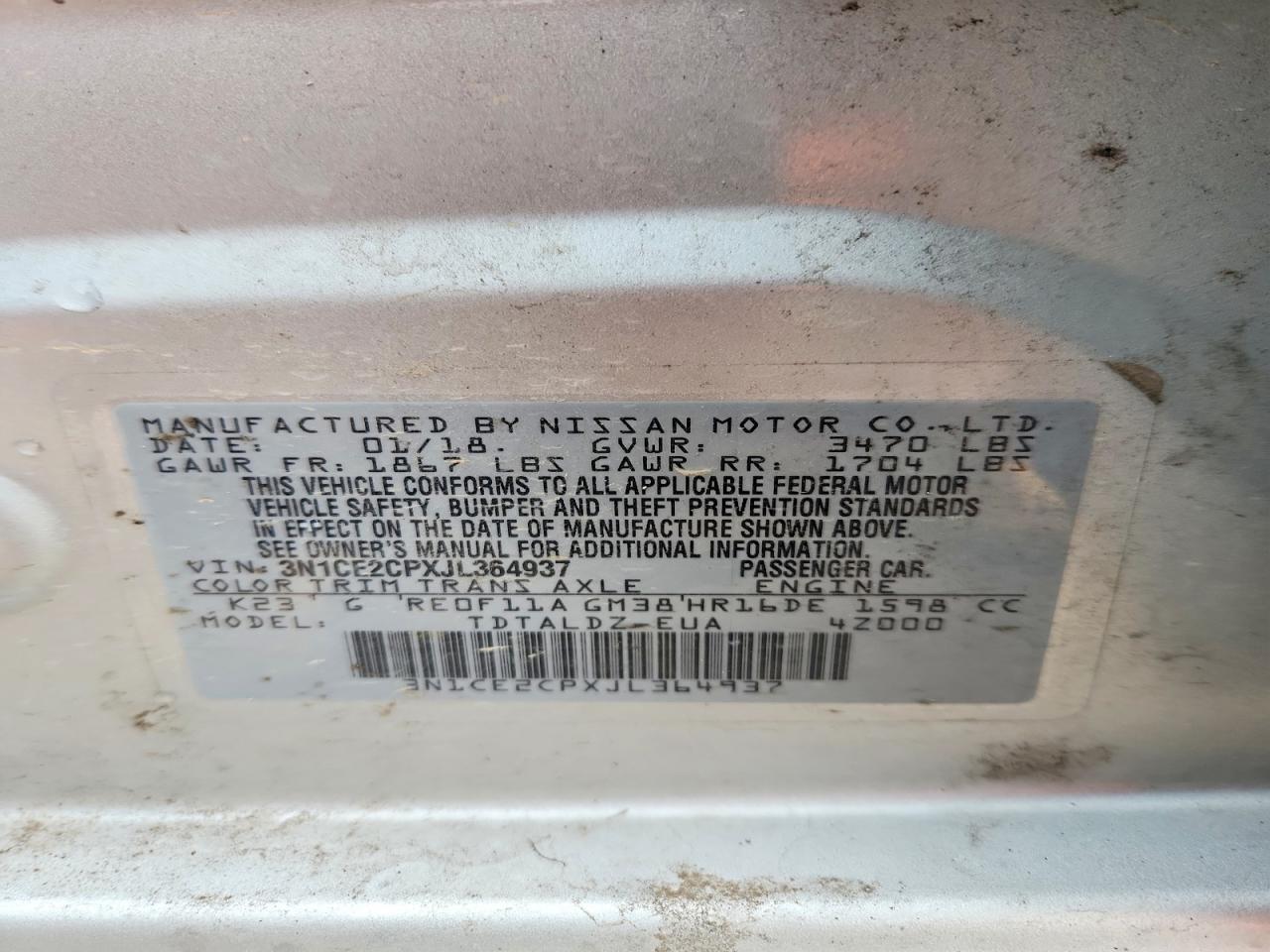 NISSAN VERSA NOTE 2018 — 14
