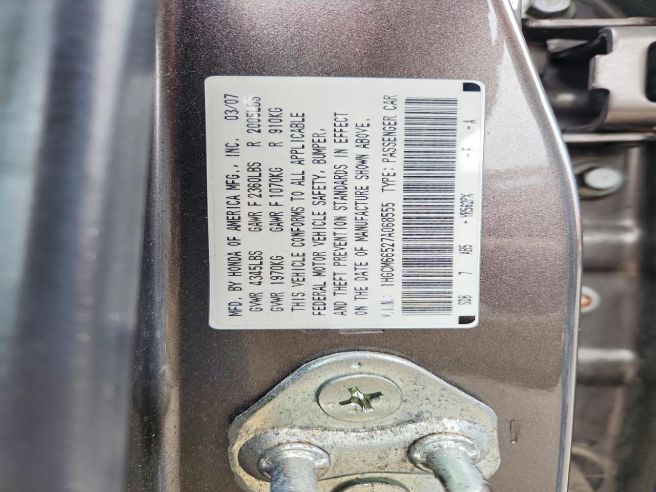 HONDA ACCORD 2007 — 13