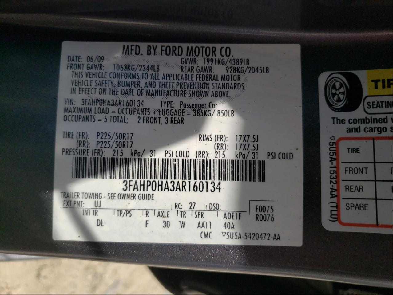 FORD FUSION 2010 — 11