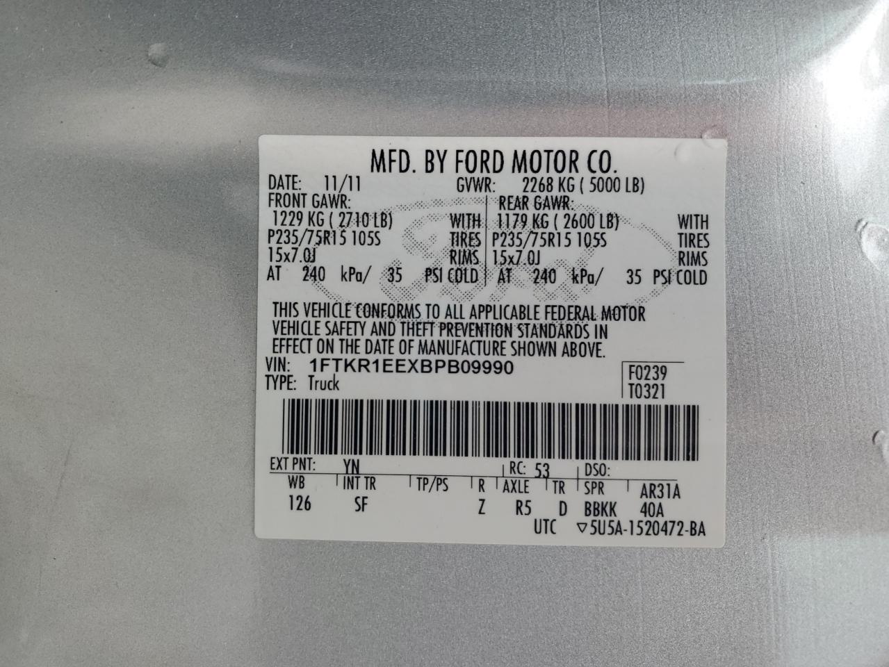 FORD RANGER 2011 — 13