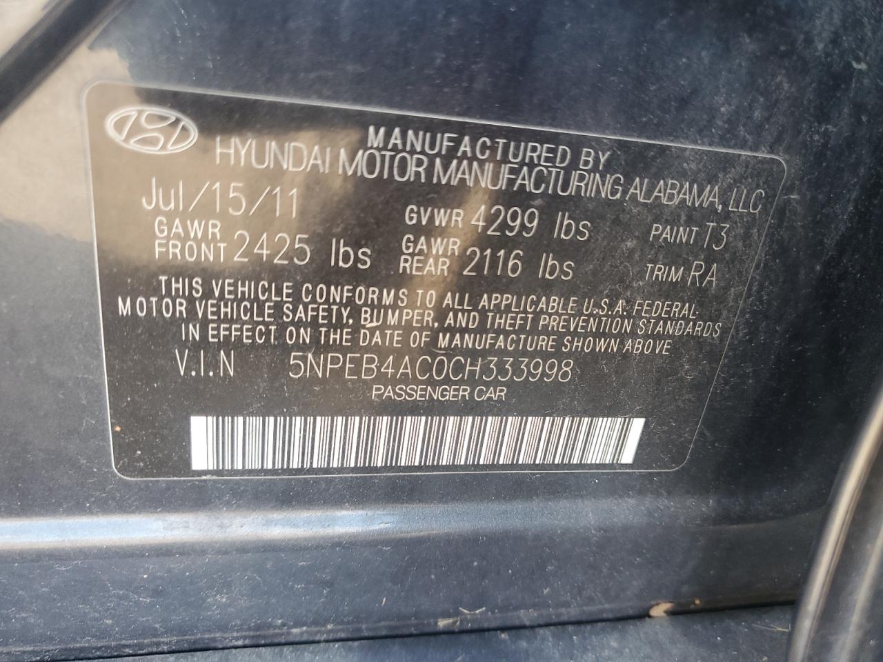 Hyundai Sonata 2012 — 13