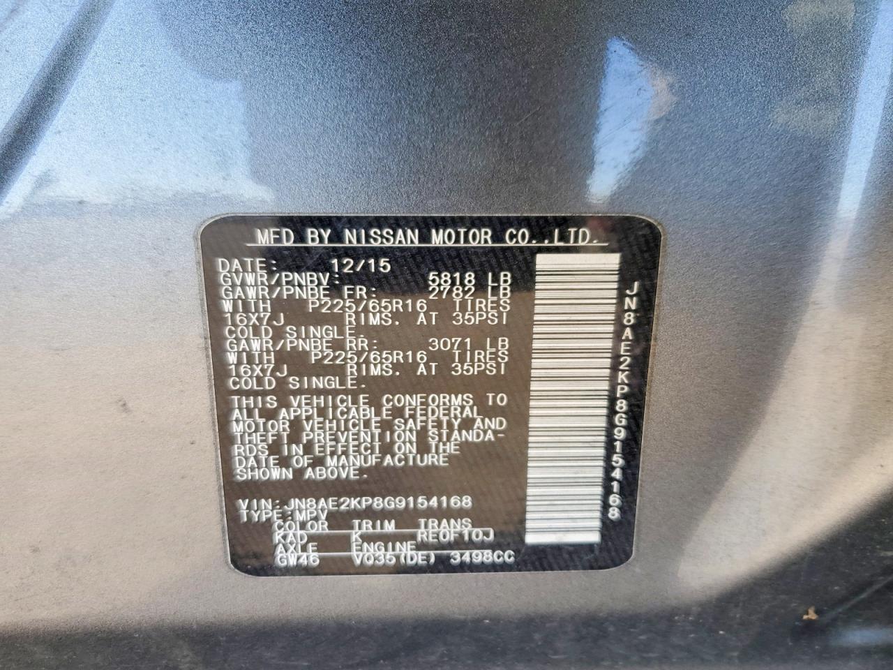NISSAN QUEST 2016 — 14