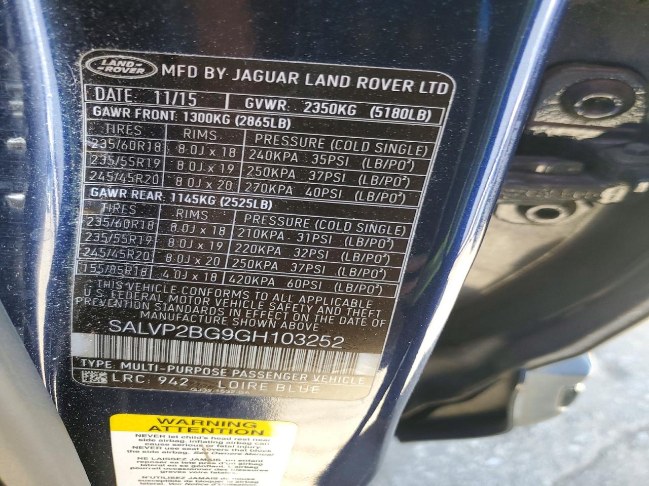 LAND ROVER RANGE ROVER EVOQUE 2016 — 13