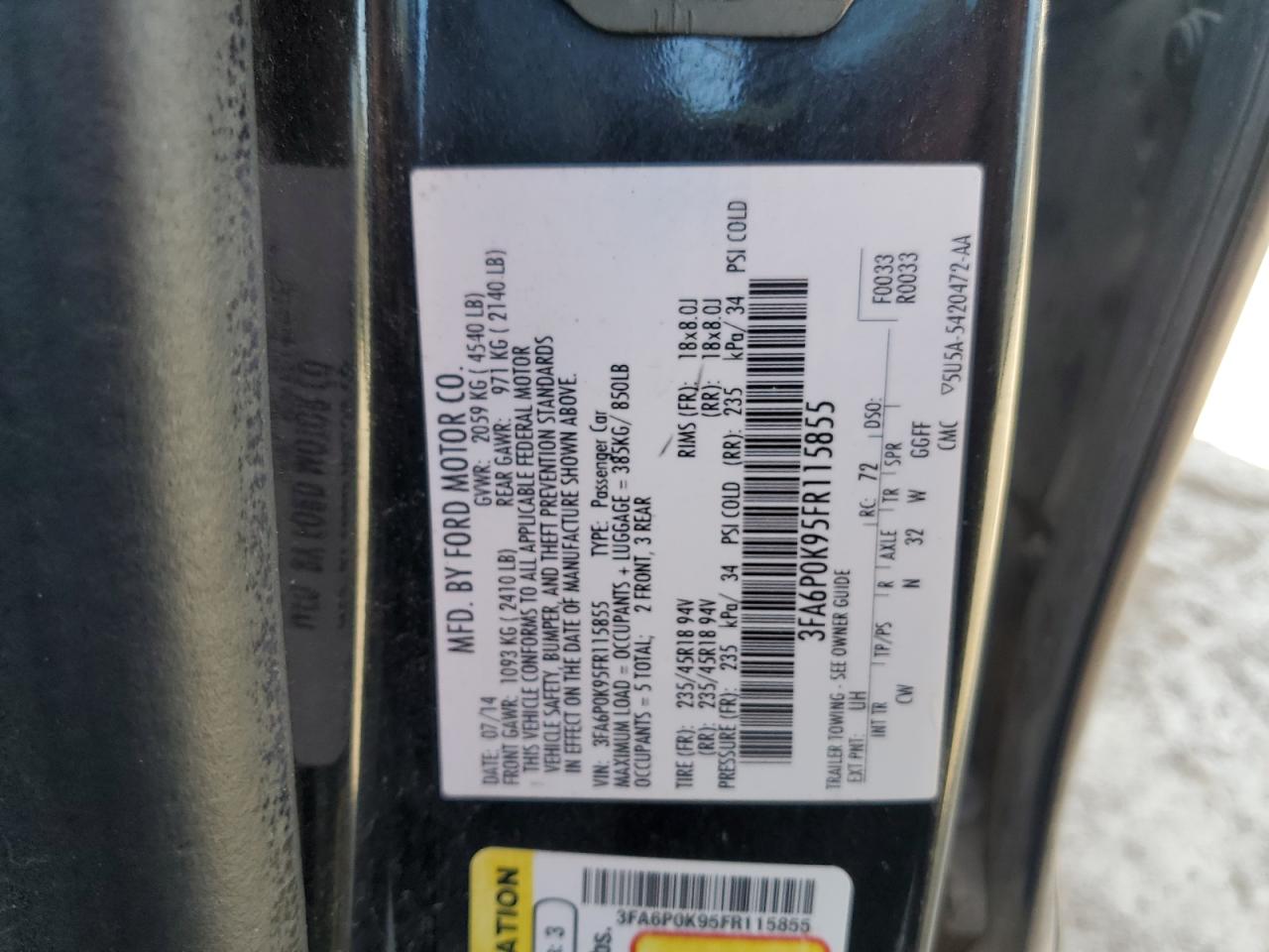 FORD FUSION TITANIUM 2015 — 13