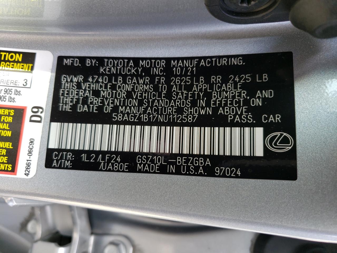 LEXUS ES 350 2022 — 14