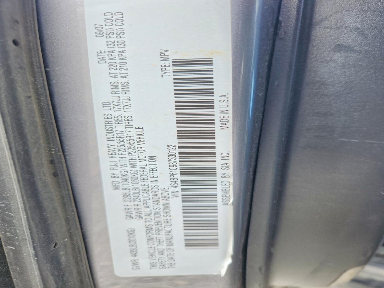 SUBARU OUTBACK 2008 — 14