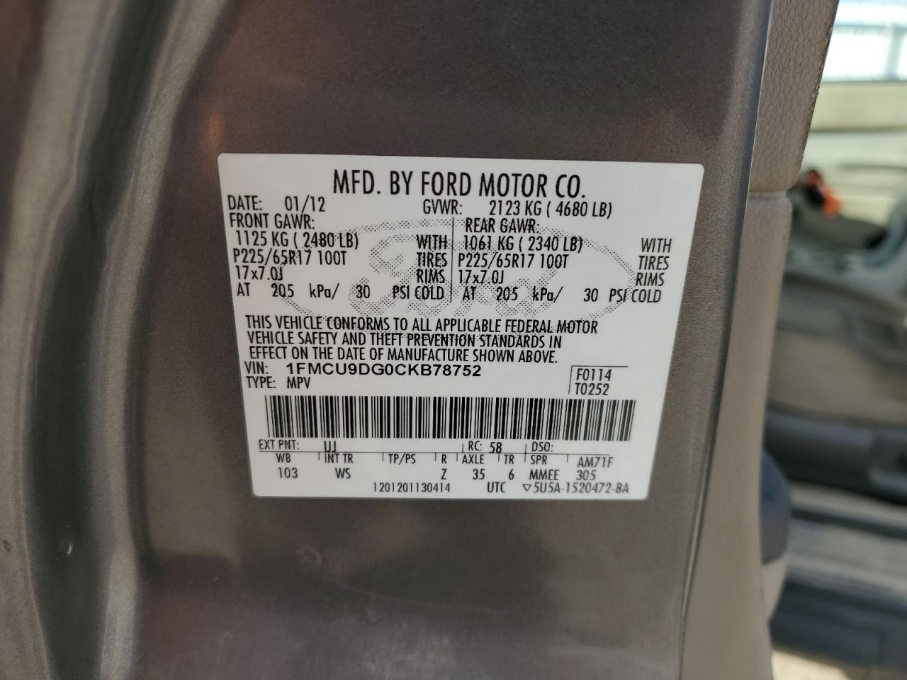 FORD ESCAPE 2012 — 14