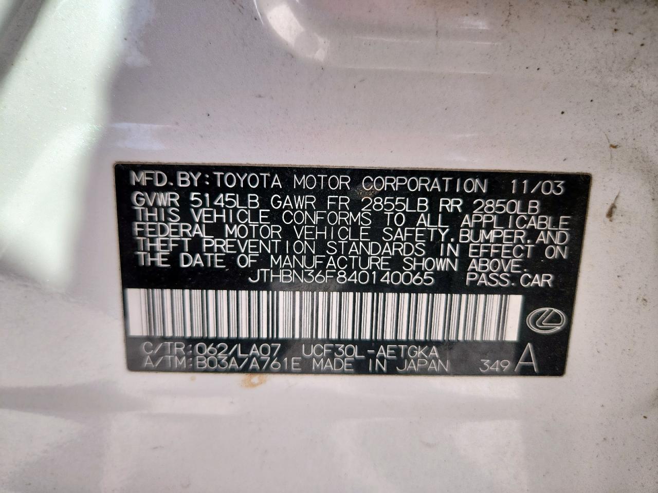 LEXUS LS 2004 — 13