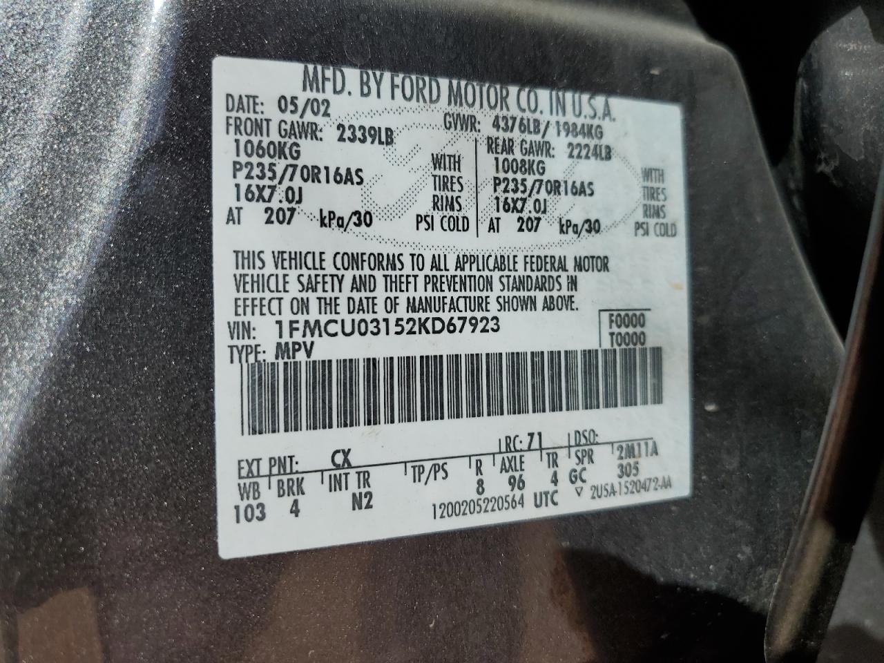 FORD ESCAPE 2002 — 13