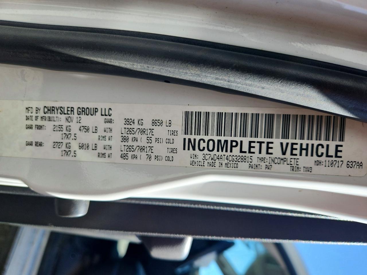 DODGE RAM 2012 — 13
