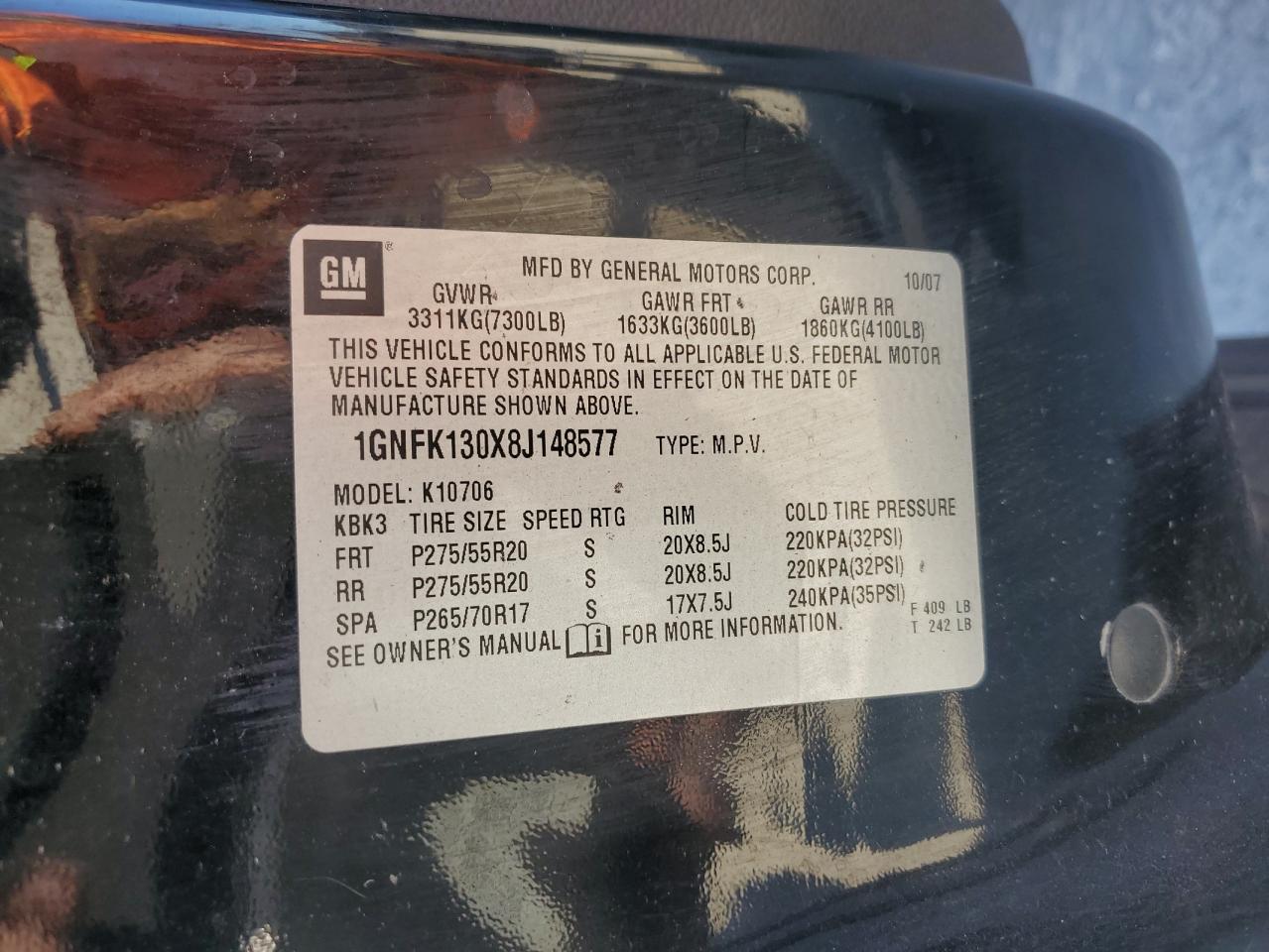 CHEVROLET TAHOE K1500 2008 — 15