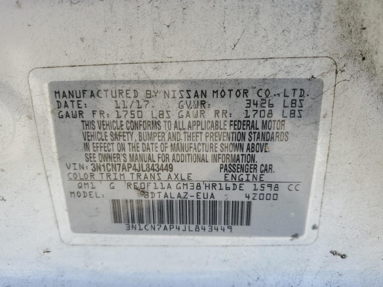 NISSAN VERSA S 2018 — 14