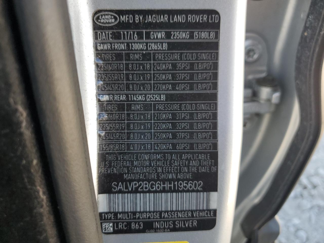 LAND ROVER RANGE ROVER EVOQUE 2017 — 14