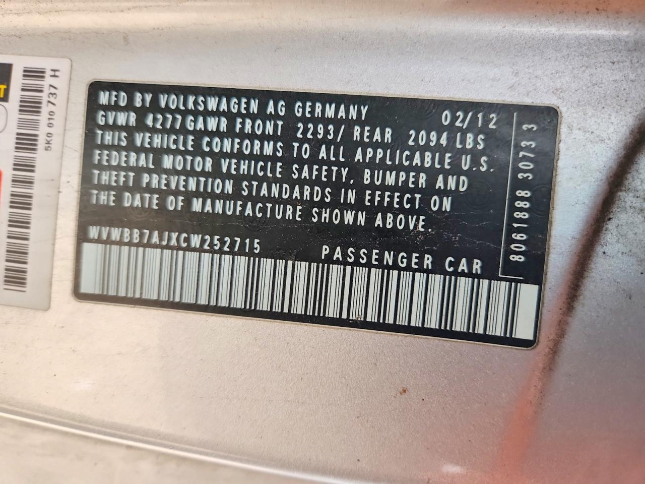 VOLKSWAGEN GOLF 2012 — 13