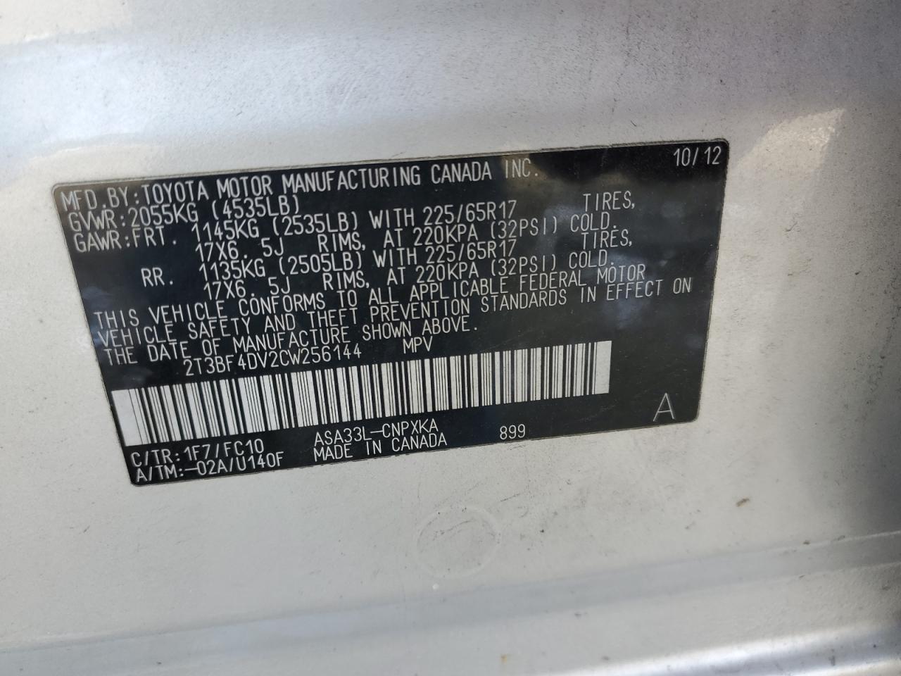 TOYOTA RAV 4 2012 — 14
